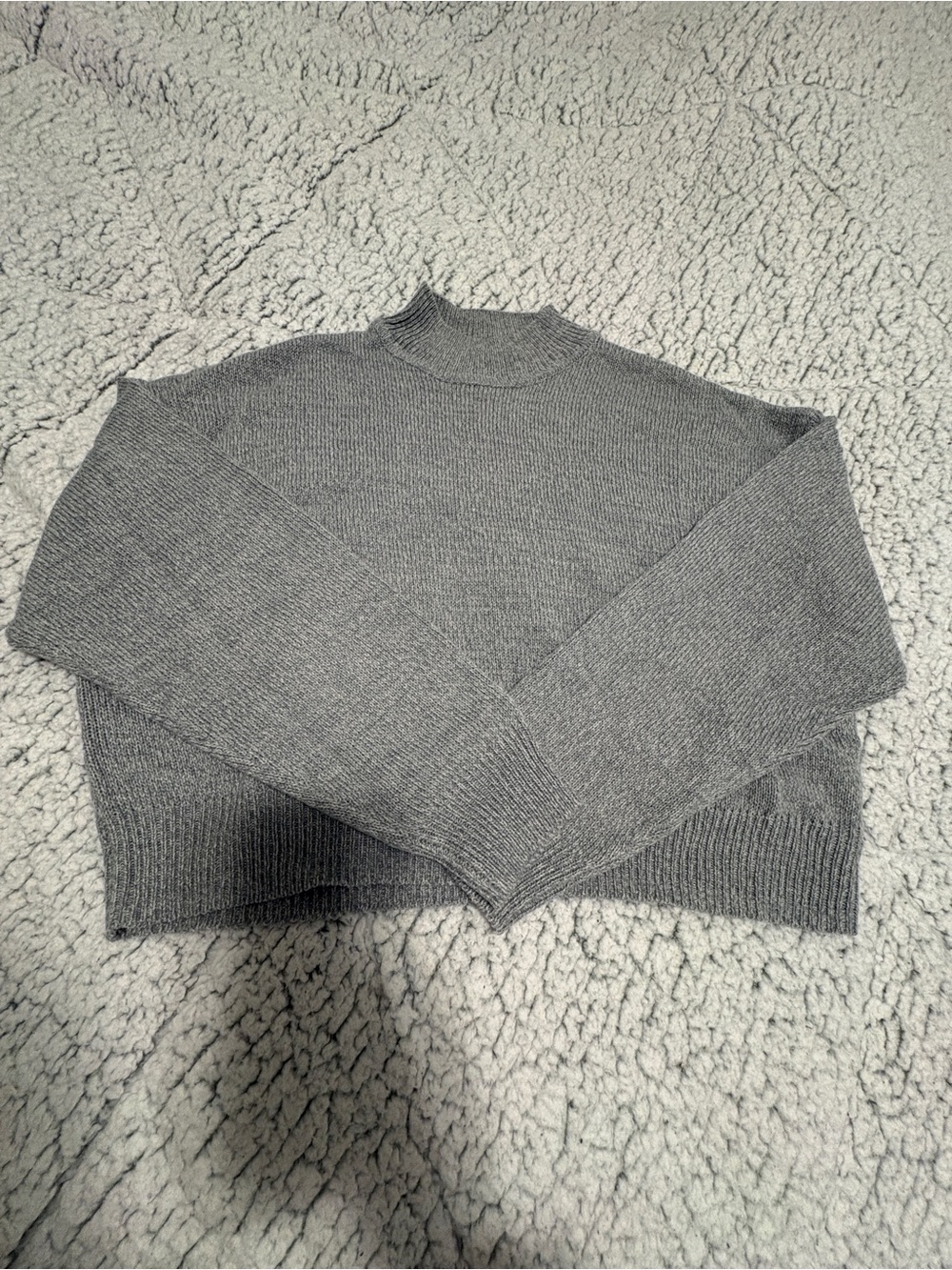 Cropped Gray Mock Neck Women's Sweater
